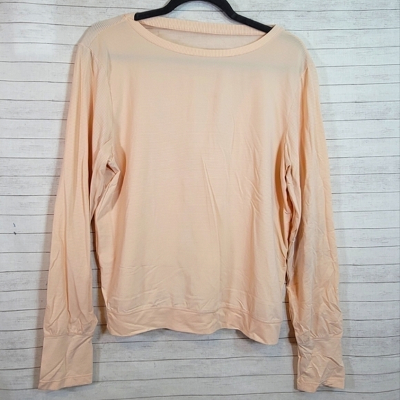 ZYIA LIGHT ORANGE STRIPED LONG SLEEVE TOP, SZ MEDIUM - Picture 1 of 12